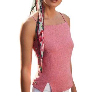 Meadow Rue By Size S Cropped Tank Top Buttoned  Pink